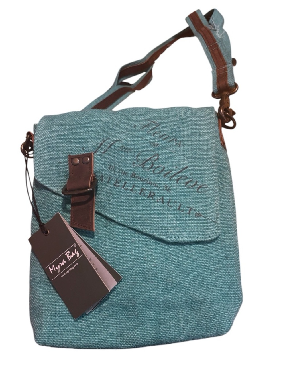 NWT Myra Bag Aqua Canvas Crossbody Bag